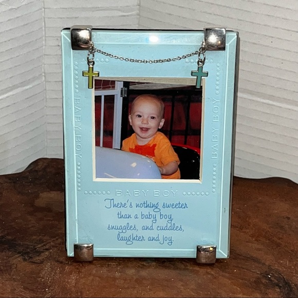 Baby boy picture frame easel display cross charms  nothing sweeter VERY NICE - Picture 5 of 7